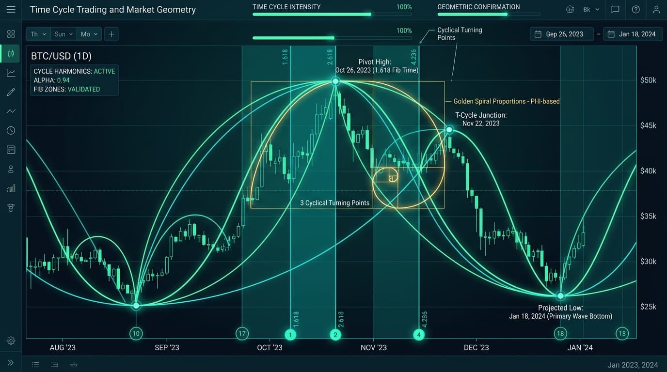Time Cycle Trading Chart Analysis - Market Geometry and Harmonic Pivots